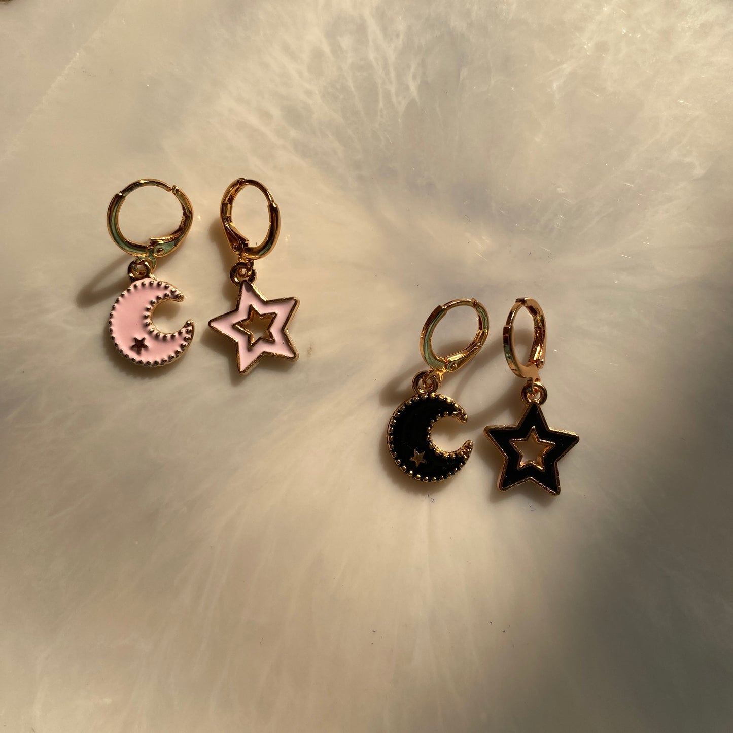 MOON AND STAR HUGGIE EARRINGS
