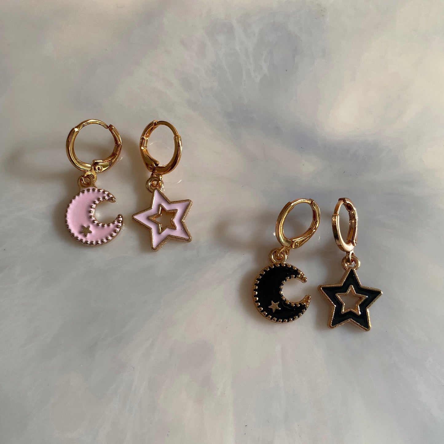 MOON AND STAR HUGGIE EARRINGS