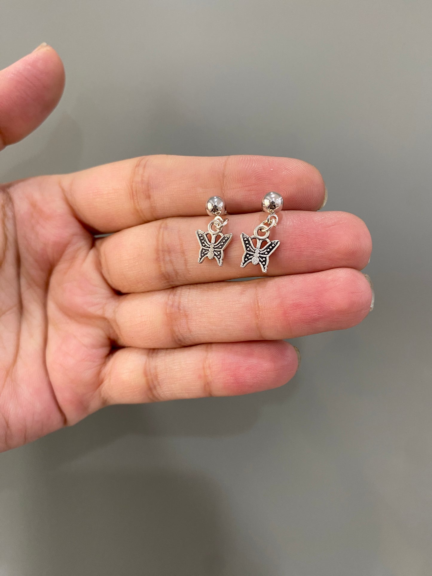 SILVER BUTTERFLY STUD EARRINGS