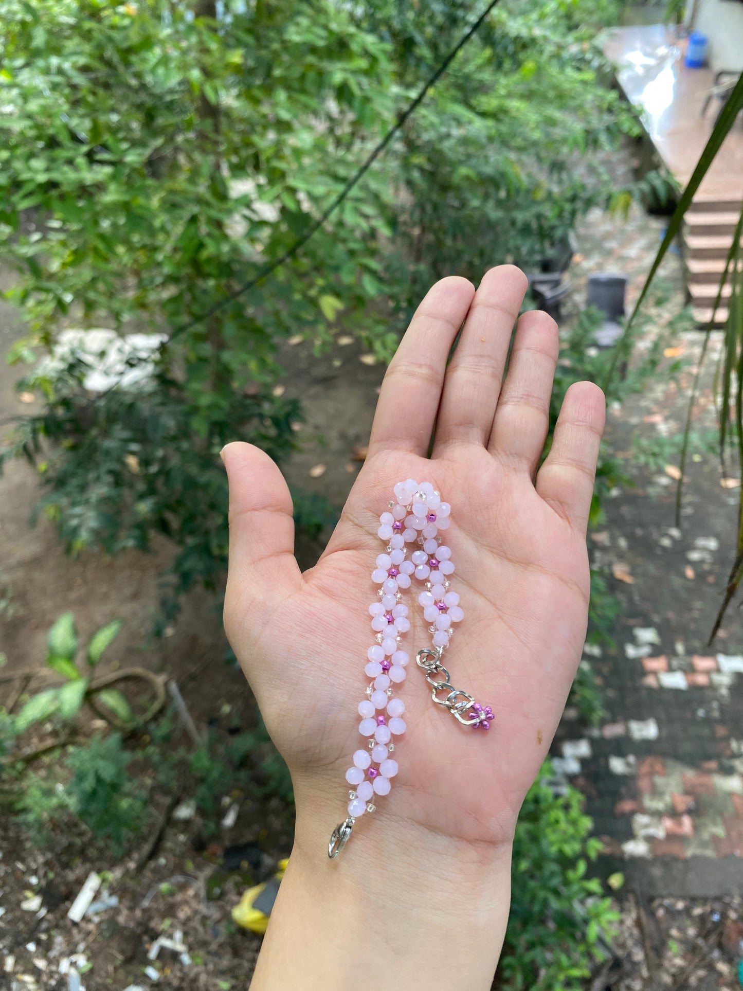 BLUSH BABY - PINK CRYSTAL FLOWER BRACELET