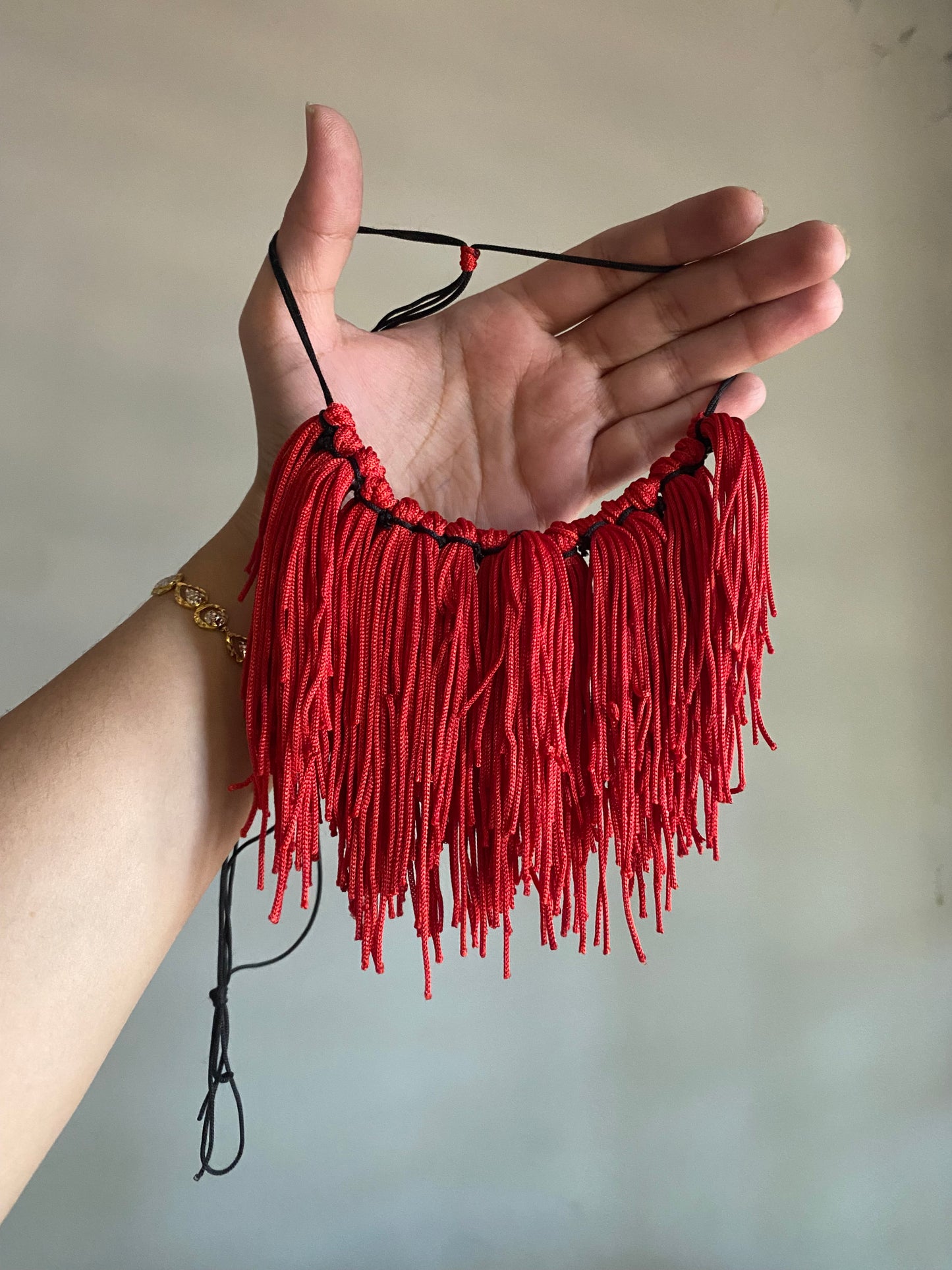 RED TASSEL CHOKER NECKLACE