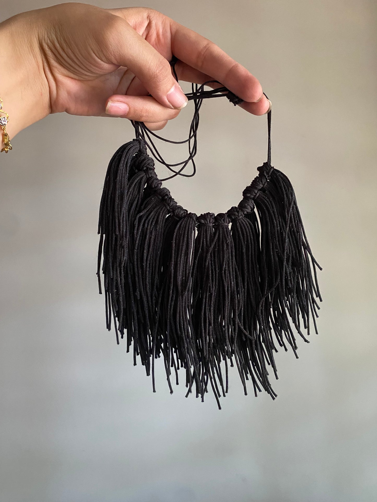 BLACK TASSEL CHOKER NECKLACE