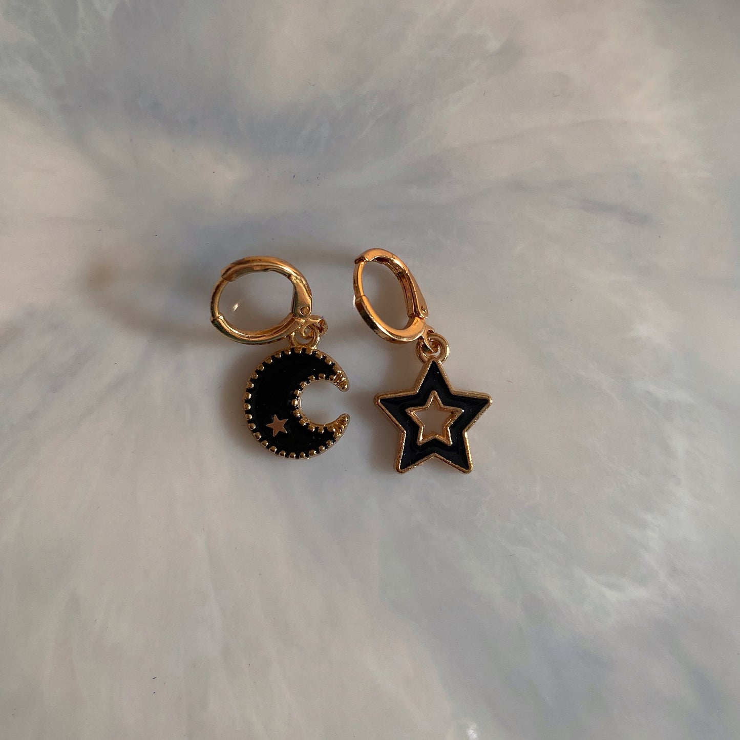 MOON AND STAR HUGGIE EARRINGS