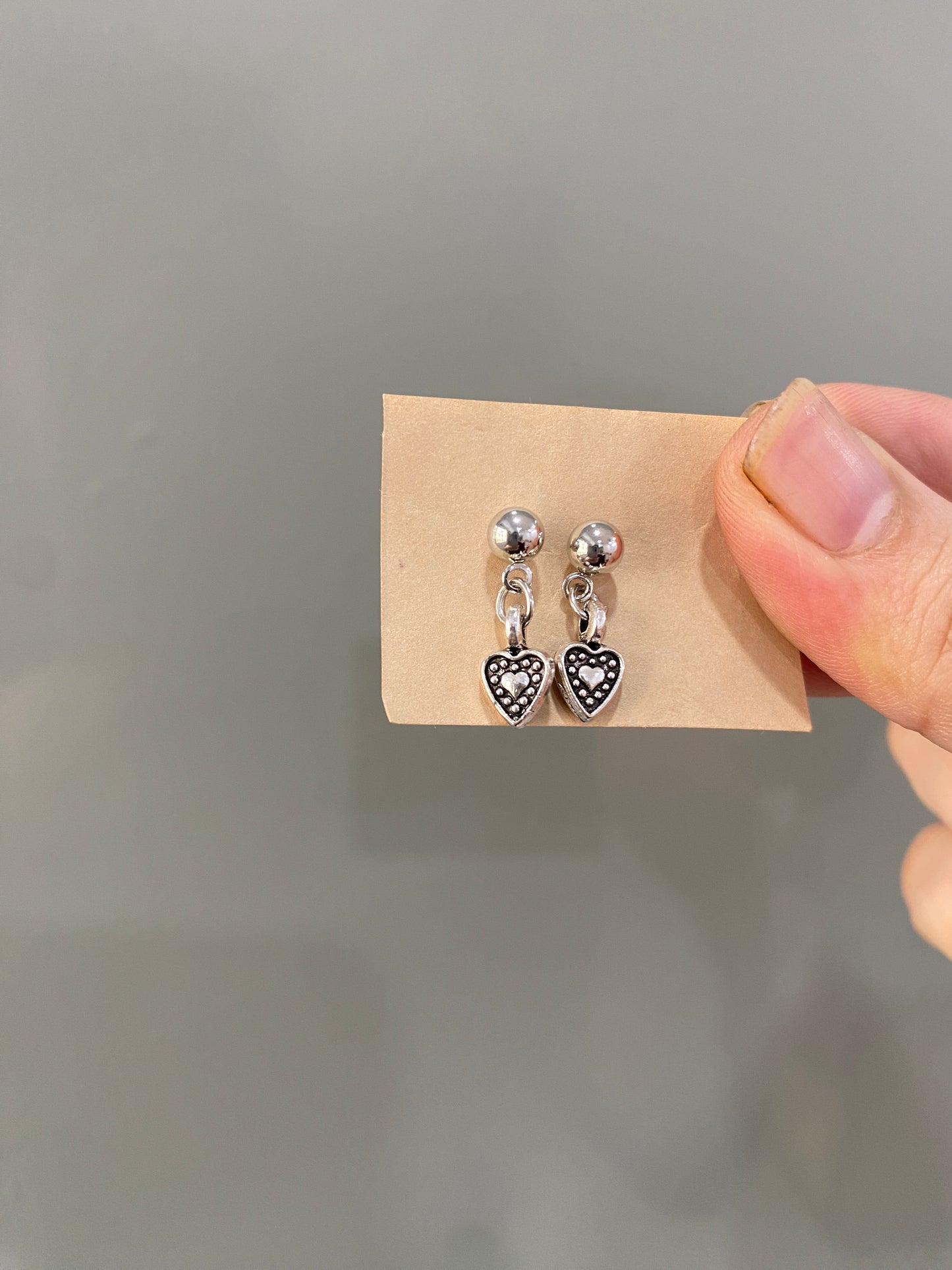 SILVER MINI HEART STUD EARRINGS