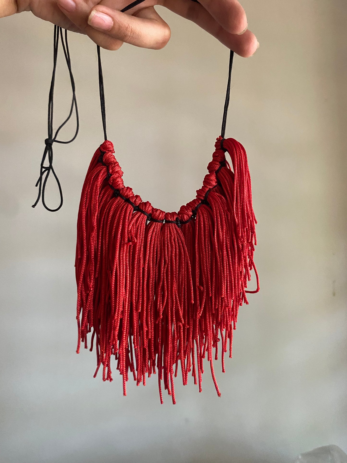 RED TASSEL CHOKER NECKLACE