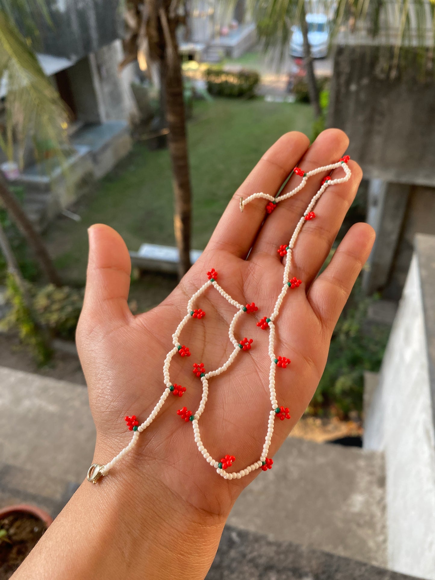 A BUNCH OF CHERRIES - BEADED CHERRY NECKLACE