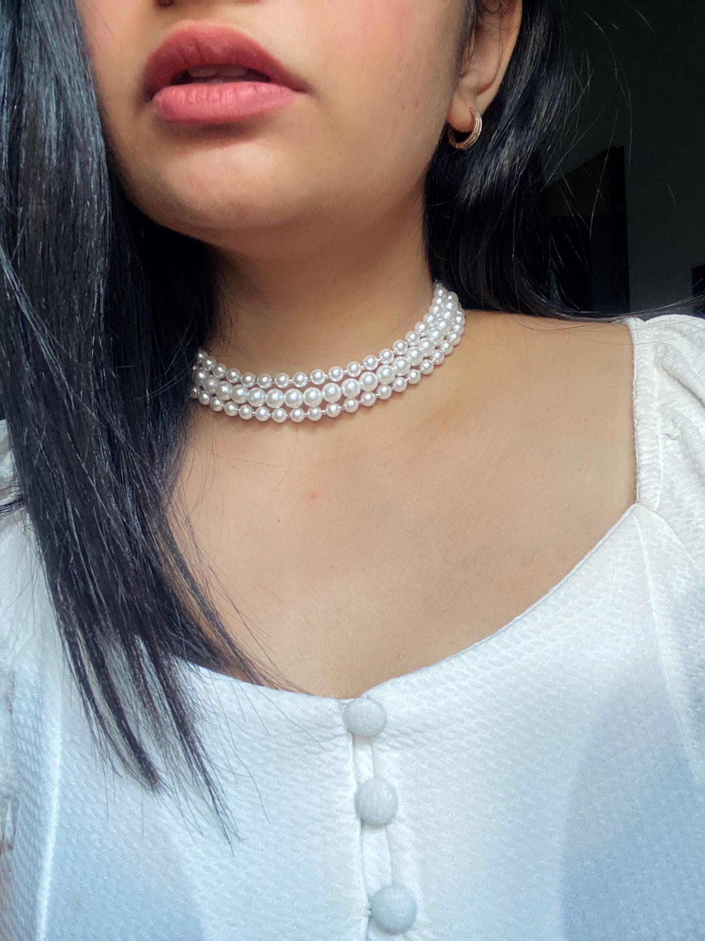 Three Layers Pearl Choker