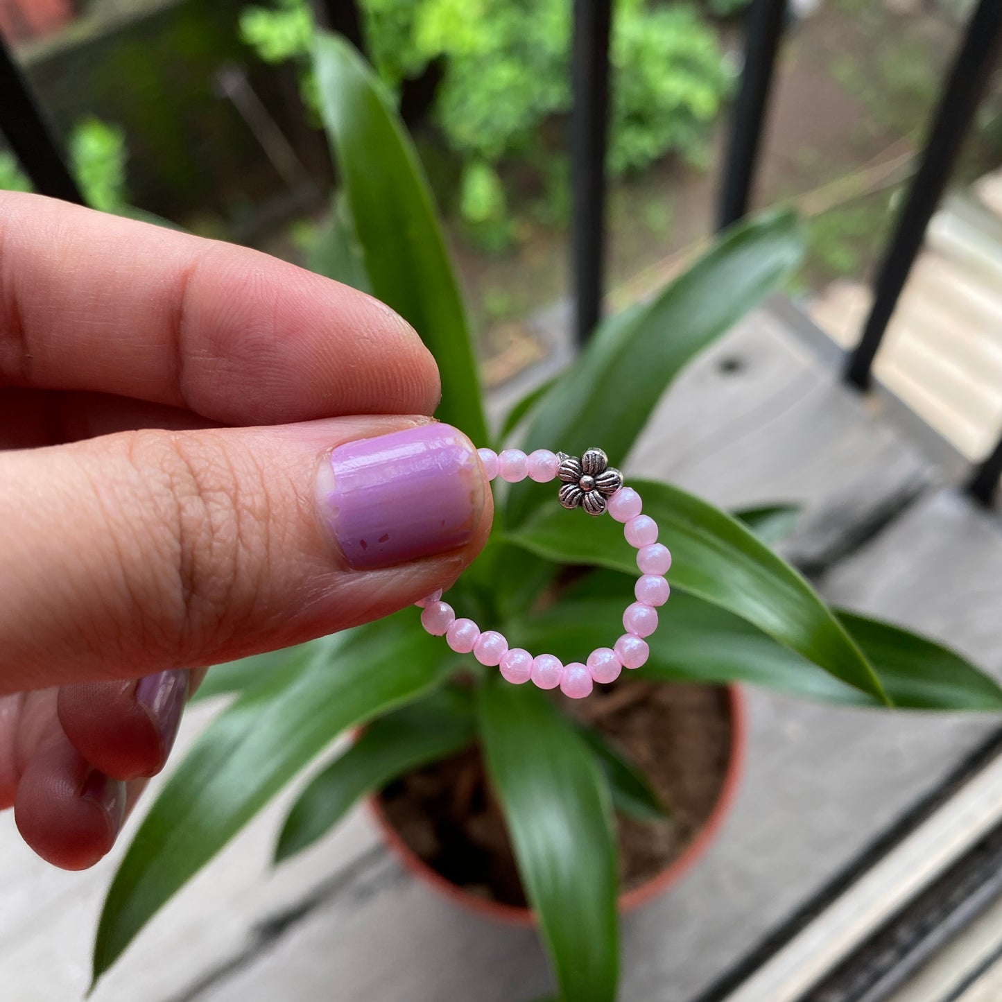 Pink Pearls Flower Ring