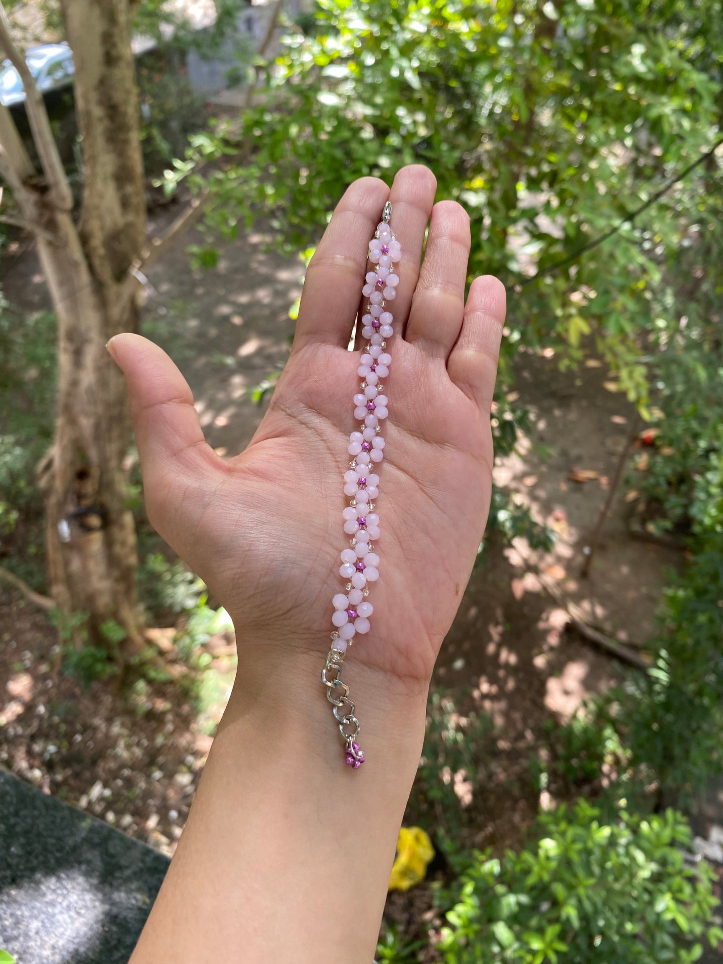 BLUSH BABY - PINK CRYSTAL FLOWER BRACELET