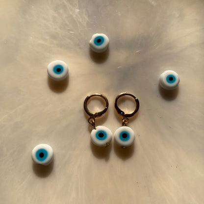 WHITE EVIL EYE EARRINGS