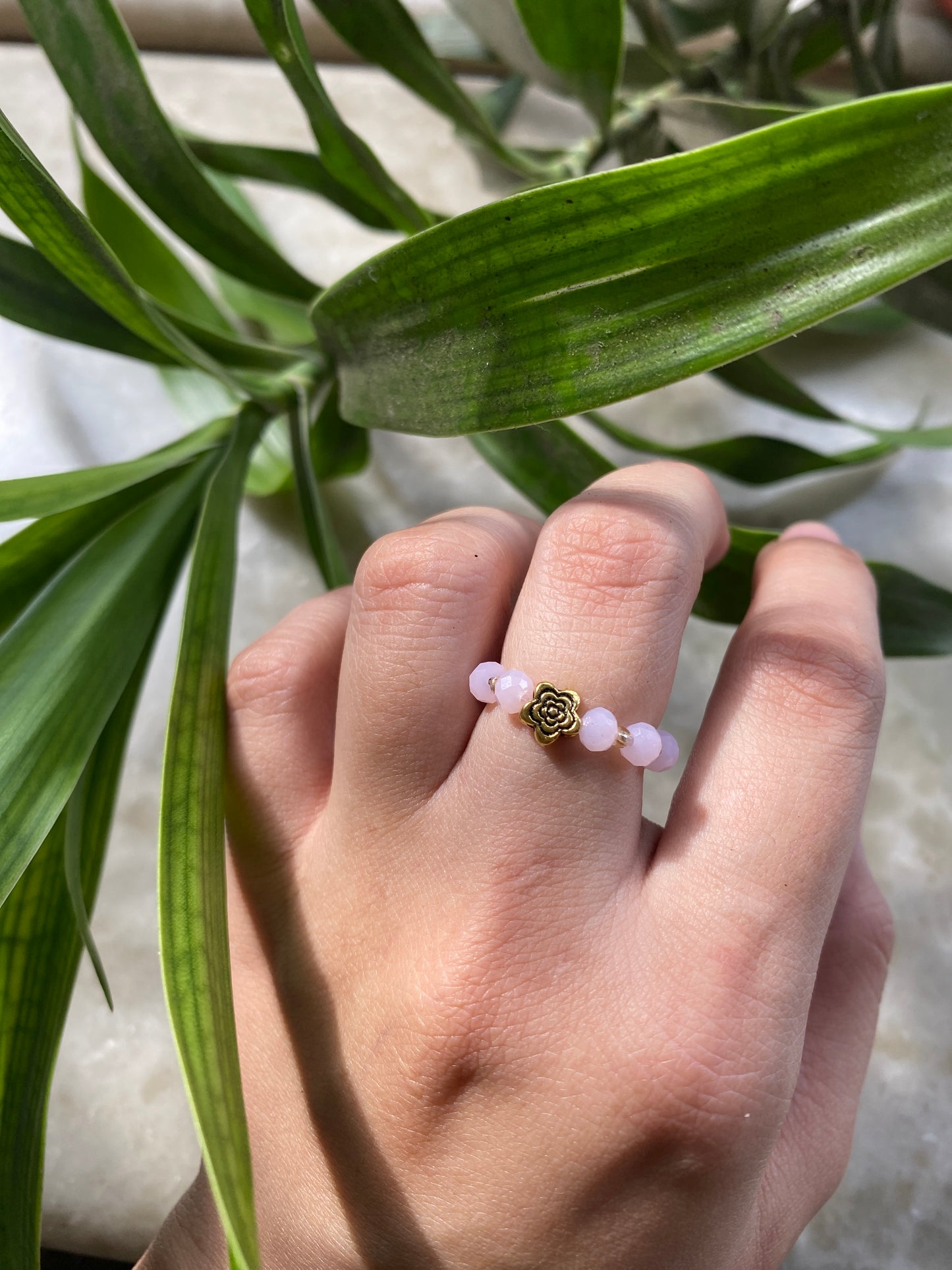 PINK CRYSTAL FLOWER RING