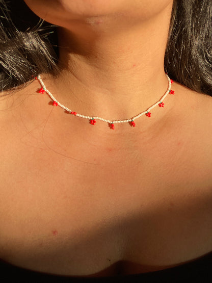 A BUNCH OF CHERRIES - BEADED CHERRY NECKLACE