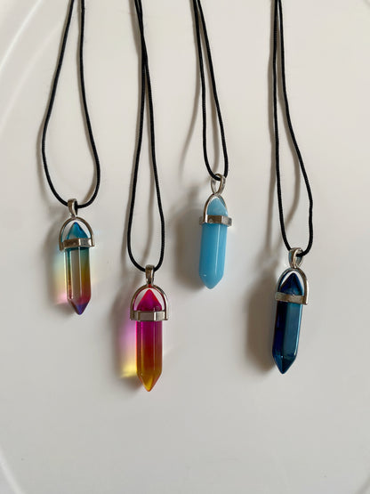 UNISEX PENCIL CRYSTAL PENDENT WITH THREAD NECKLACE