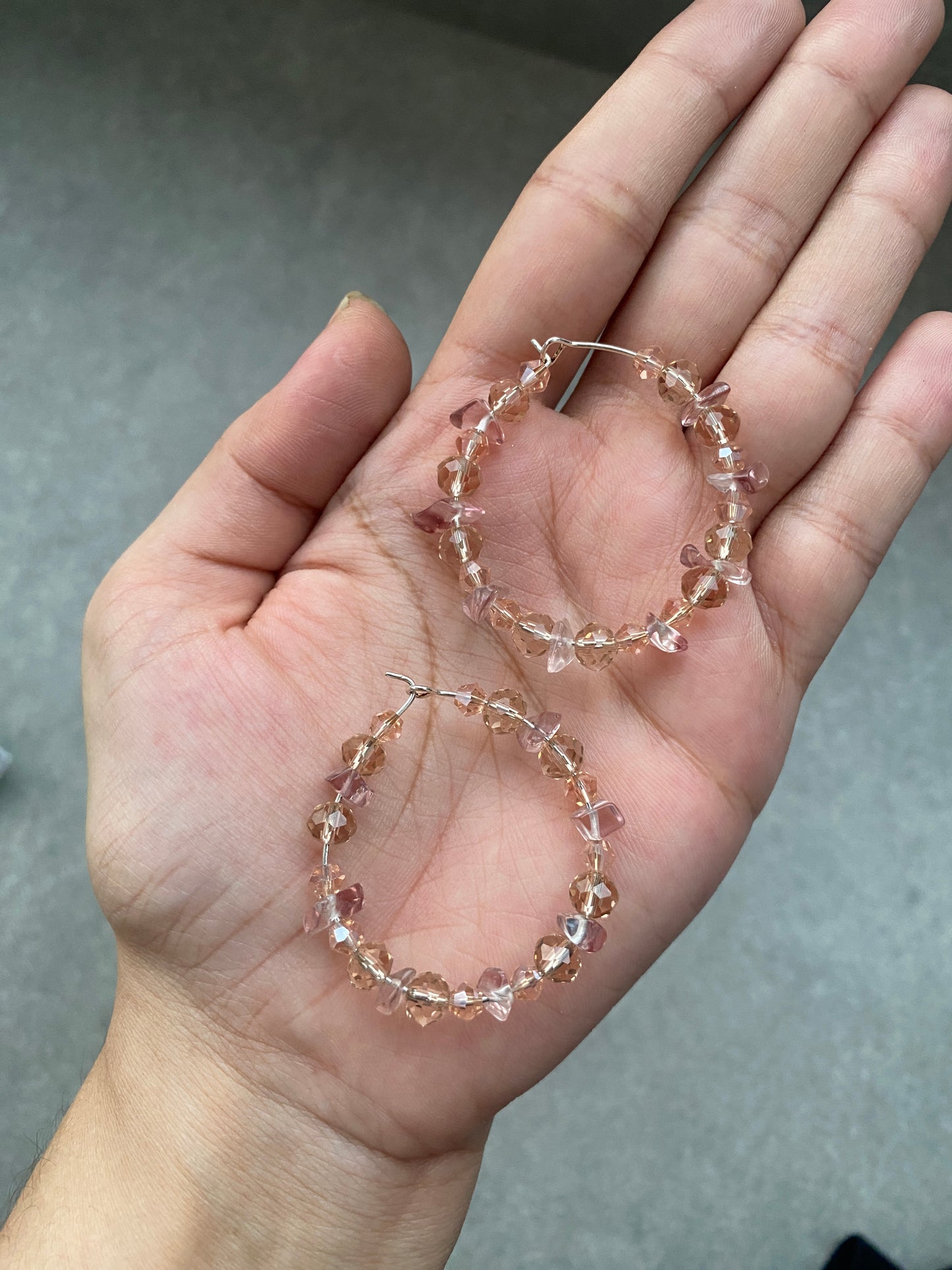 NUDE CRYSTAL HOOP EARRINGS