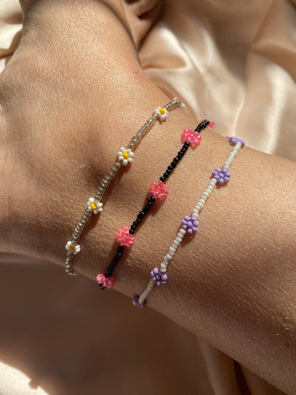 BEADED FLOWER ANKLETS