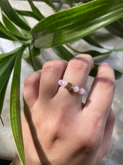 PINK CRYSTAL FLOWER RING