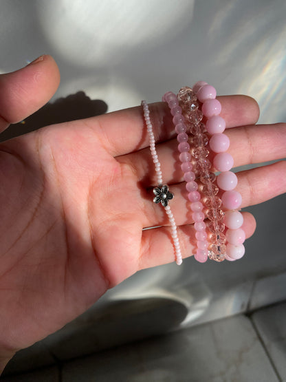 PRETTY PINK - STACK OF FOUR BRACELETS