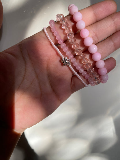 PRETTY PINK - STACK OF FOUR BRACELETS