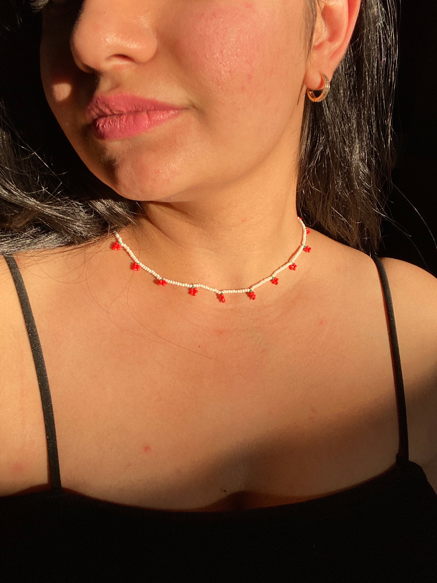 A BUNCH OF CHERRIES - BEADED CHERRY NECKLACE