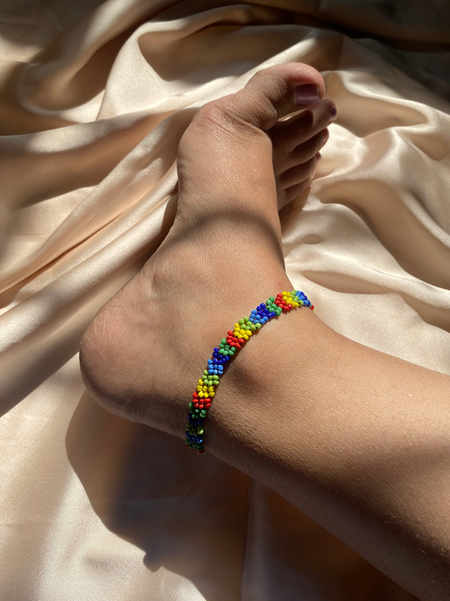 A BUNCH OF BEADED FLOWERS- ANKLET