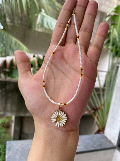 SUNFLOWER BEADED NECKLACE