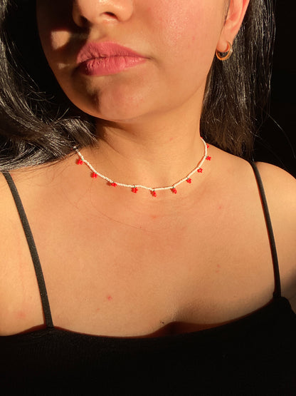 A BUNCH OF CHERRIES - BEADED CHERRY NECKLACE