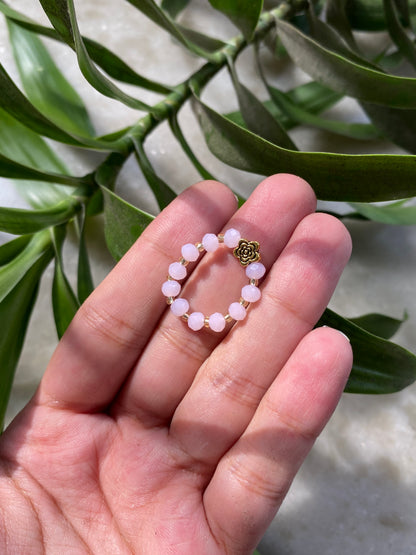 PINK CRYSTAL FLOWER RING