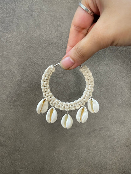 CROCHET SHELL HOOP EARRINGS