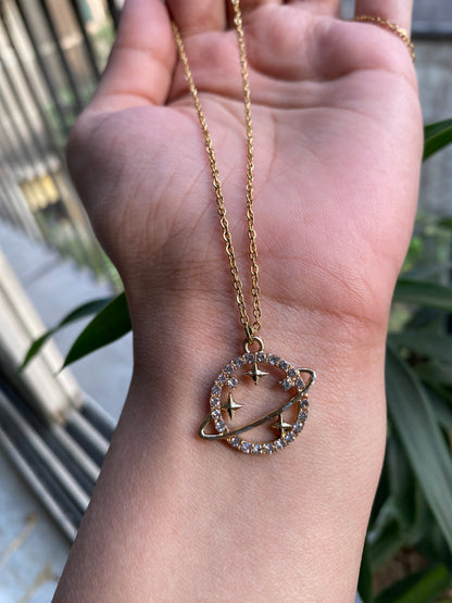 DIAMOND STUDED SATURN NECKLACE