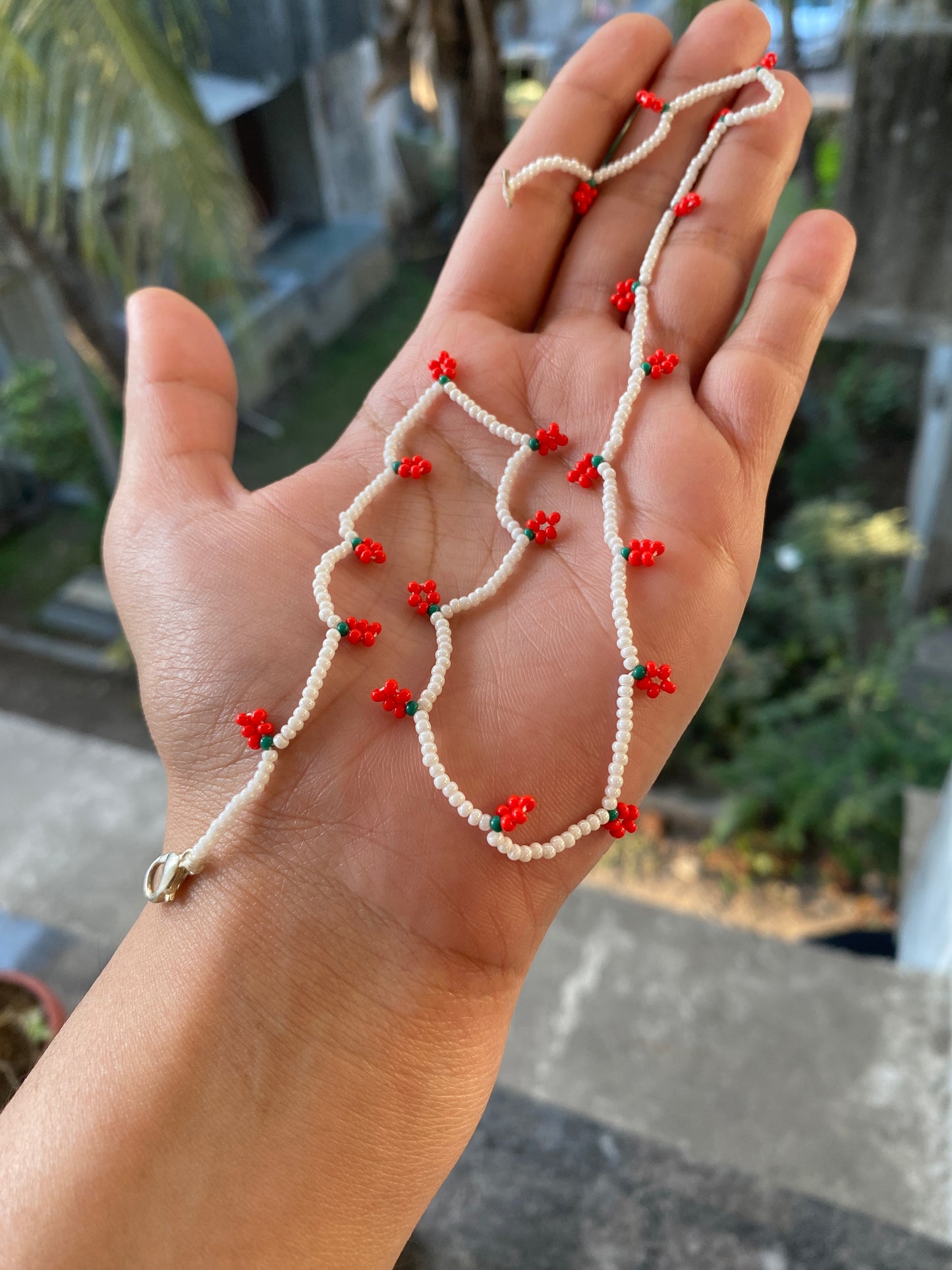 A BUNCH OF CHERRIES - BEADED CHERRY NECKLACE