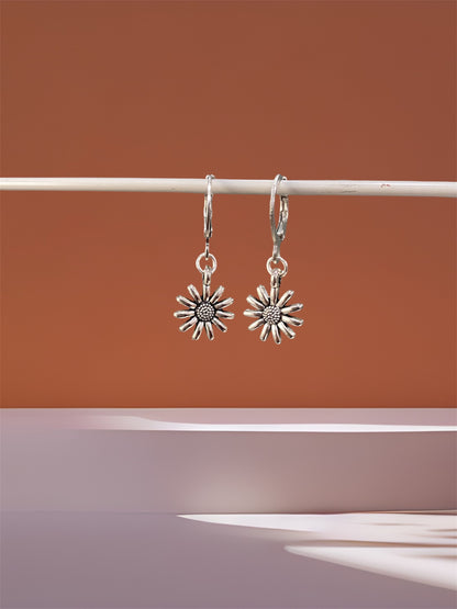 SILVER SUNFLOWER EARRINGS