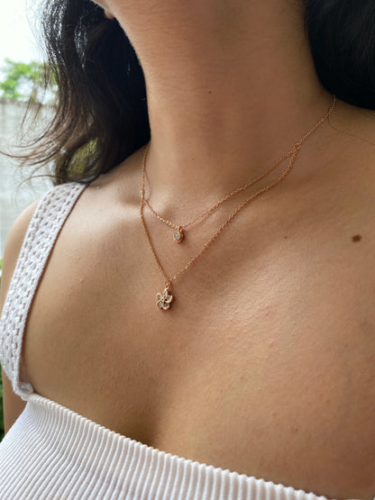 ROSEGOLD PERIWINKLE FLOWER DOUBLE LAYER NECKLACE