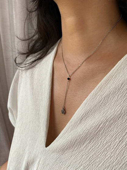 DEEP NECK SILVER ROSE NECKLACE