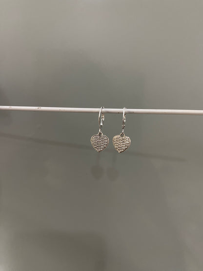 SILVER HEART HUGGIE EARRINGS