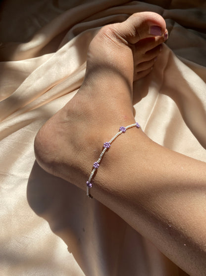 BEADED FLOWER ANKLETS