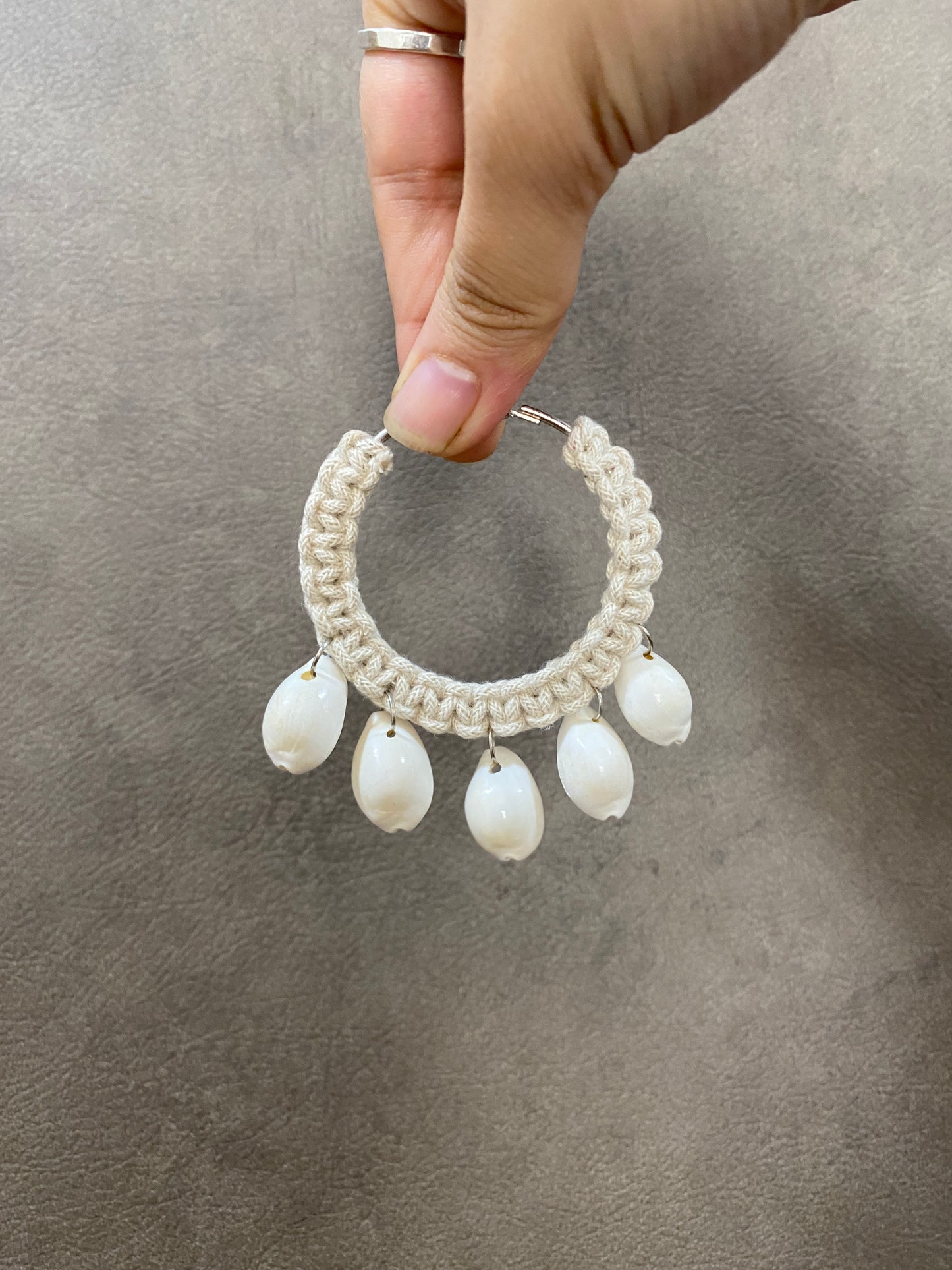 CROCHET SHELL HOOP EARRINGS