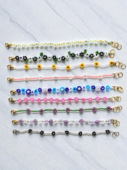 BEADED FLOWER DESIGNS - BRACELET - NECKLACE - ANKLET