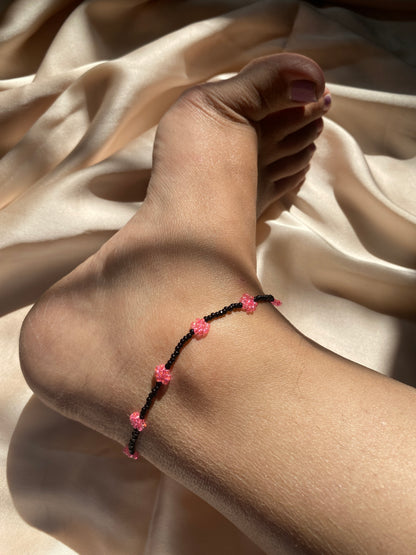 BEADED FLOWER ANKLETS