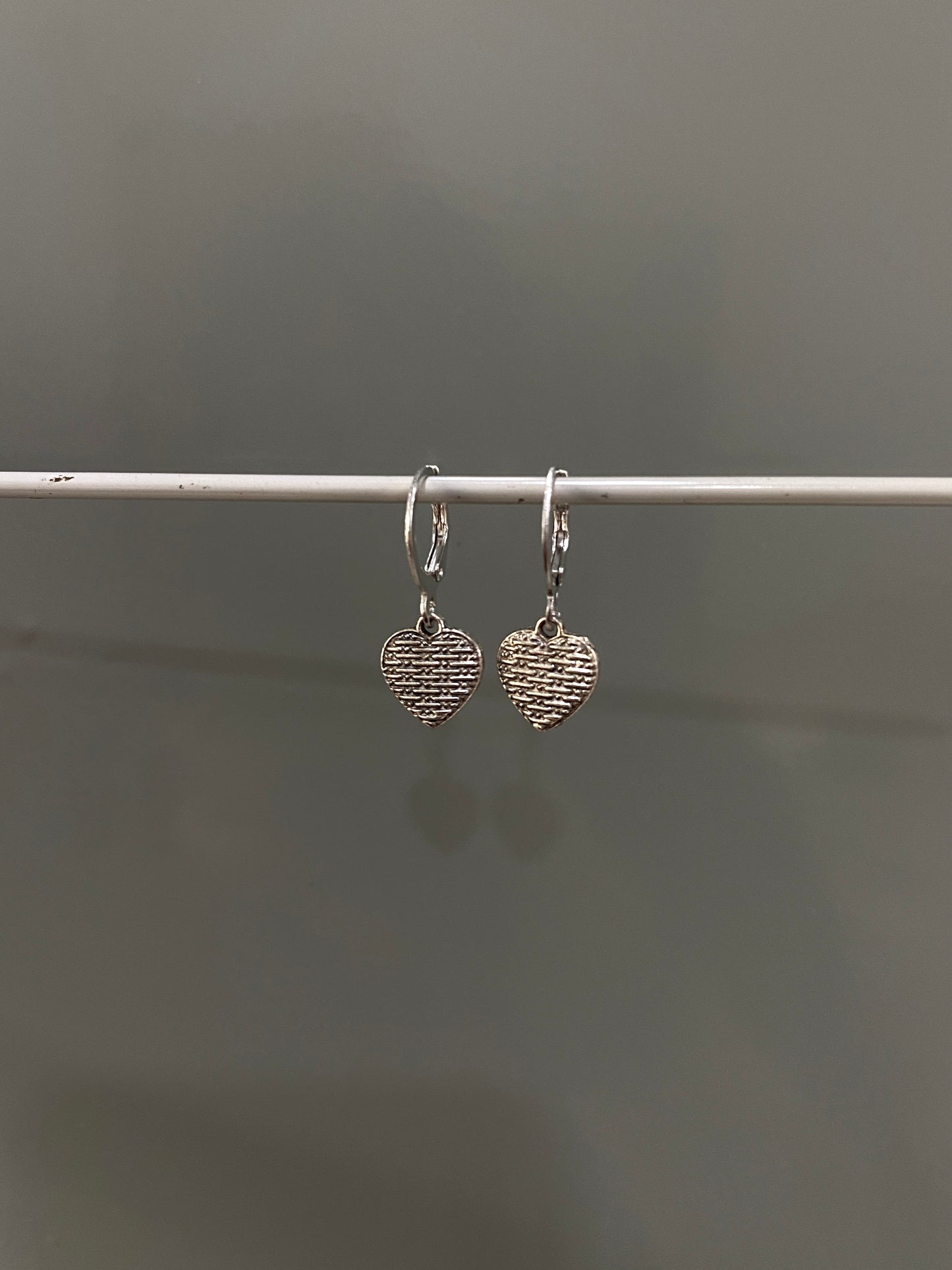 SILVER HEART HUGGIE EARRINGS