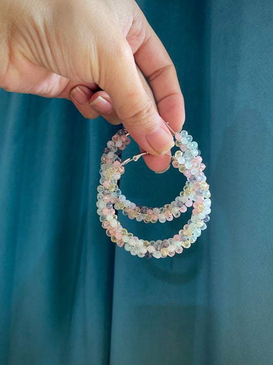 PASTEL CRYSTAL HOOP EARRINGS