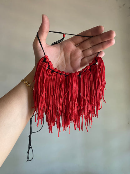 RED TASSEL CHOKER NECKLACE
