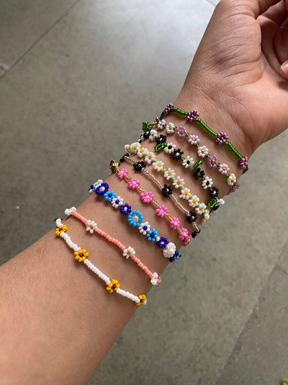 BEADED FLOWER DESIGNS - BRACELET - NECKLACE - ANKLET