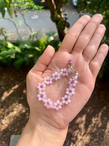 BLUSH BABY - PINK CRYSTAL FLOWER BRACELET
