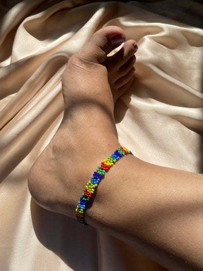 A BUNCH OF BEADED FLOWERS- ANKLET