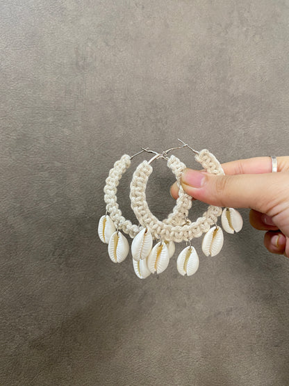 CROCHET SHELL HOOP EARRINGS