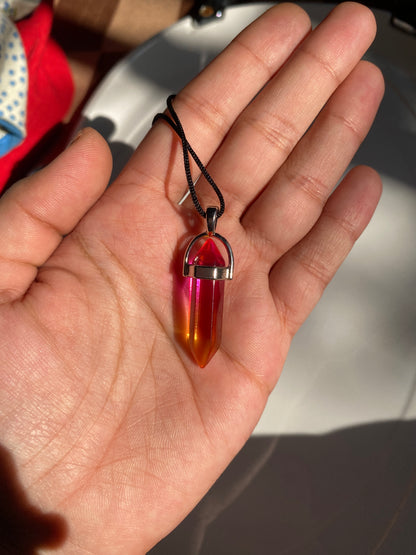 UNISEX PENCIL CRYSTAL PENDENT WITH THREAD NECKLACE