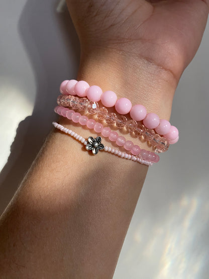 PRETTY PINK - STACK OF FOUR BRACELETS