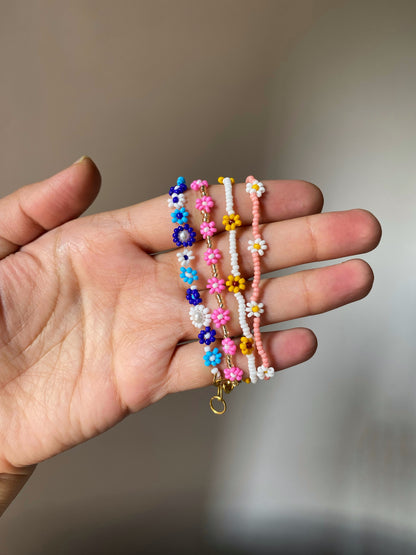 BEADED FLOWER DESIGNS - BRACELET - NECKLACE - ANKLET