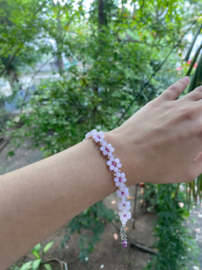 BLUSH BABY - PINK CRYSTAL FLOWER BRACELET