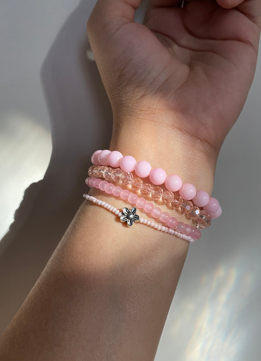 PRETTY PINK - STACK OF FOUR BRACELETS